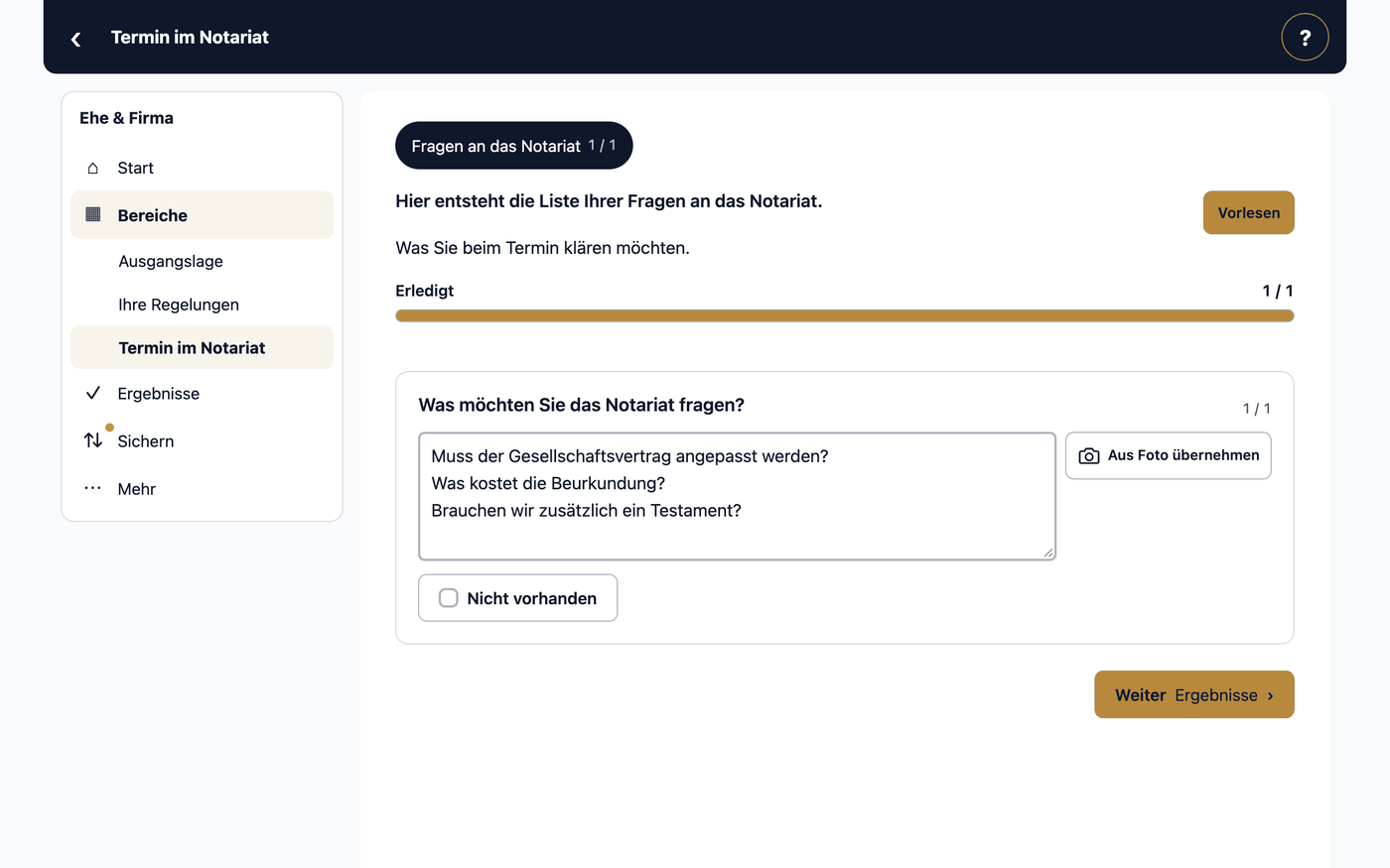 Fragen an das Notariat · Was möchten Sie das Notariat fragen?