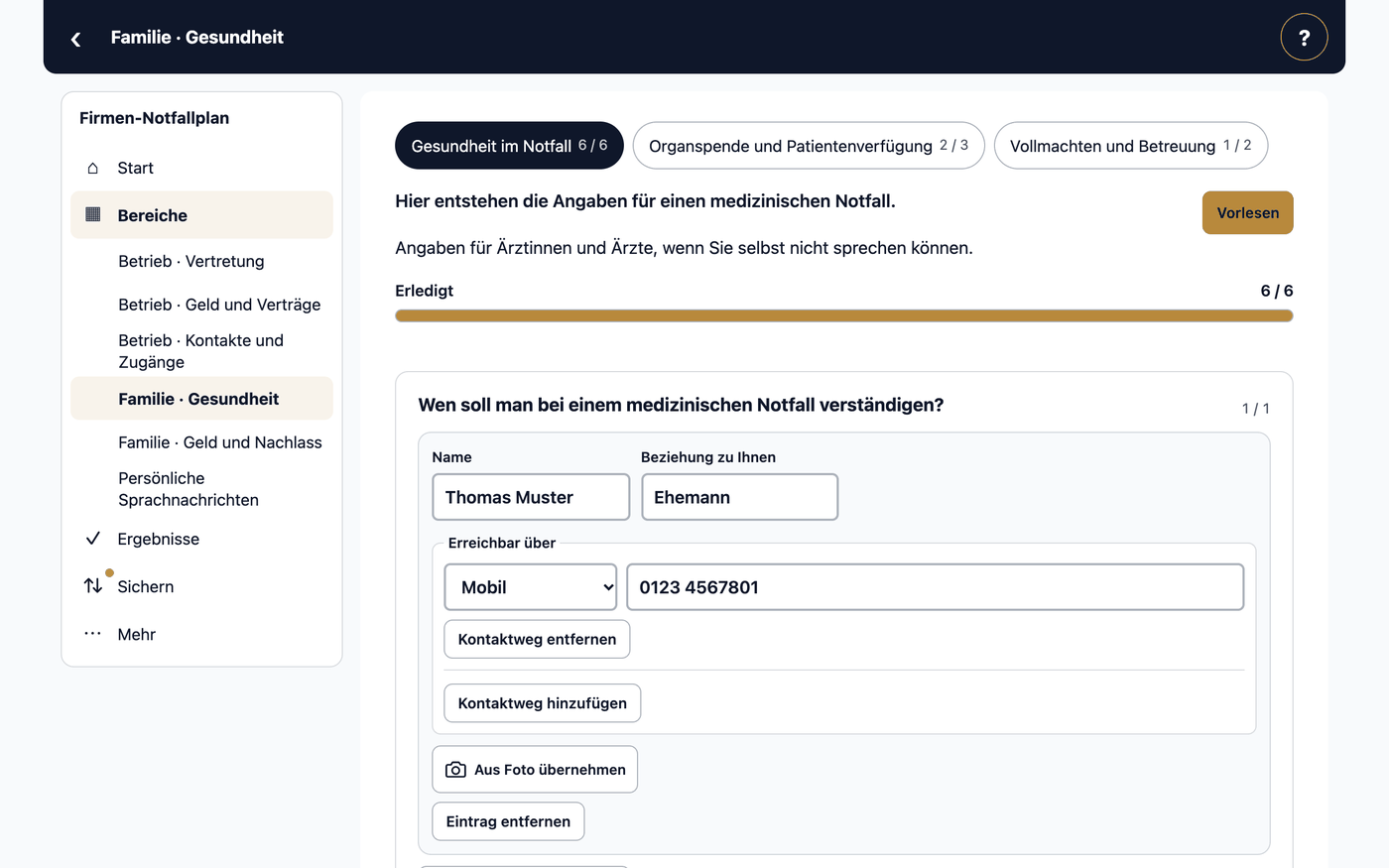Firmen-Notfallplan · Familie · Gesundheit · Gesundheit im Notfall · Wen soll man bei einem medizinischen Notfall verständigen?
